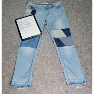 Est. 1946 Denim Jeans Size 12 Patchwork Light Wash Distressed Hem Women's